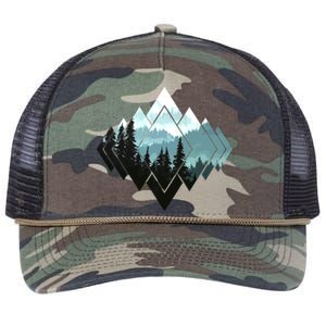 Forest Nature Mountains Trekking Hiking Camping Outdoor Gift Retro Rope Trucker Hat Cap