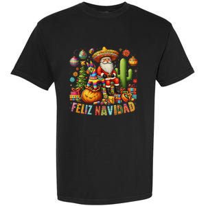 Feliz Navidad Mexican Funny Christmas Santa Festive Graphic Garment-Dyed Heavyweight T-Shirt