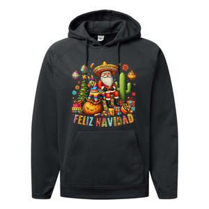 Feliz Navidad Mexican Funny Christmas Santa Festive Graphic Performance Fleece Hoodie