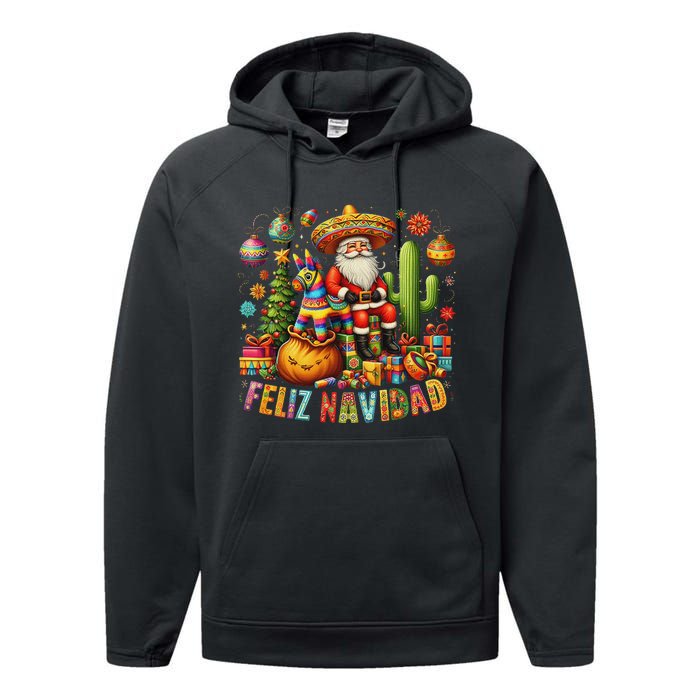 Feliz Navidad Mexican Funny Christmas Santa Festive Graphic Performance Fleece Hoodie