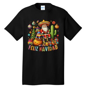 Feliz Navidad Mexican Funny Christmas Santa Festive Graphic Tall T-Shirt