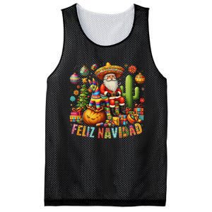 Feliz Navidad Mexican Funny Christmas Santa Festive Graphic Mesh Reversible Basketball Jersey Tank