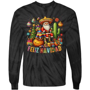 Feliz Navidad Mexican Funny Christmas Santa Festive Graphic Tie-Dye Long Sleeve Shirt