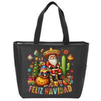 Feliz Navidad Mexican Funny Christmas Santa Festive Graphic Zip Tote Bag