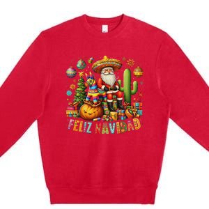 Feliz Navidad Mexican Funny Christmas Santa Festive Graphic Premium Crewneck Sweatshirt