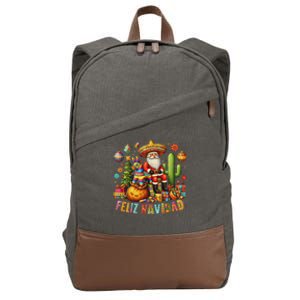 Feliz Navidad Mexican Funny Christmas Santa Festive Graphic Cotton Canvas Backpack