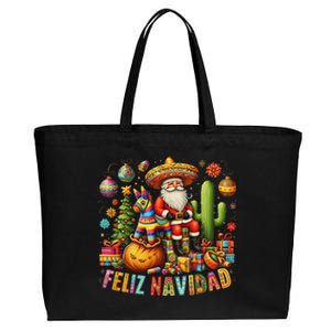 Feliz Navidad Mexican Funny Christmas Santa Festive Graphic Cotton Canvas Jumbo Tote