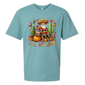 Feliz Navidad Mexican Funny Christmas Santa Festive Graphic Sueded Cloud Jersey T-Shirt