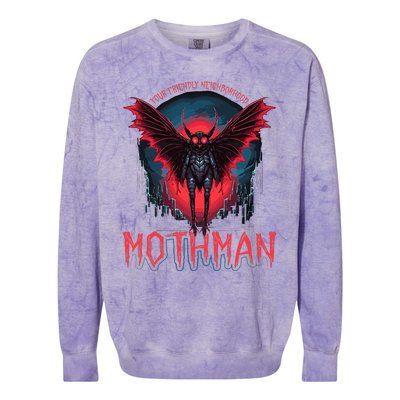 Friendly Neighborhood Mothman Cryptid Folklore Mothman Colorblast Crewneck Sweatshirt