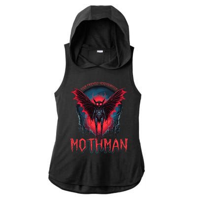 Friendly Neighborhood Mothman Cryptid Folklore Mothman Ladies PosiCharge Tri-Blend Wicking Draft Hoodie Tank