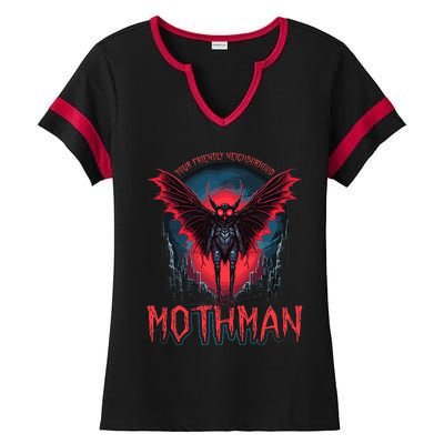 Friendly Neighborhood Mothman Cryptid Folklore Mothman Ladies Halftime Notch Neck Tee