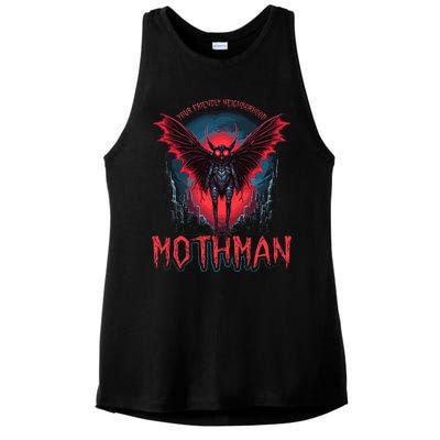 Friendly Neighborhood Mothman Cryptid Folklore Mothman Ladies PosiCharge Tri-Blend Wicking Tank