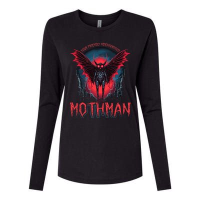 Friendly Neighborhood Mothman Cryptid Folklore Mothman Womens Cotton Relaxed Long Sleeve T-Shirt