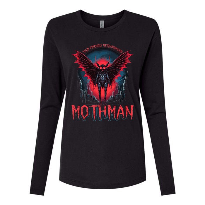 Friendly Neighborhood Mothman Cryptid Folklore Mothman Womens Cotton Relaxed Long Sleeve T-Shirt