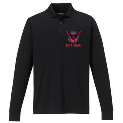 Friendly Neighborhood Mothman Cryptid Folklore Mothman Performance Long Sleeve Polo