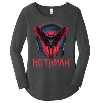 Friendly Neighborhood Mothman Cryptid Folklore Mothman Women's Perfect Tri Tunic Long Sleeve Shirt