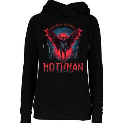 Friendly Neighborhood Mothman Cryptid Folklore Mothman Womens Funnel Neck Pullover Hood