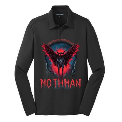 Friendly Neighborhood Mothman Cryptid Folklore Mothman Silk Touch Performance Long Sleeve Polo