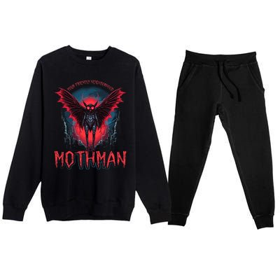 Friendly Neighborhood Mothman Cryptid Folklore Mothman Premium Crewneck Sweatsuit Set