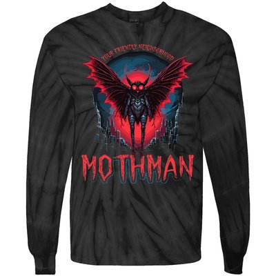 Friendly Neighborhood Mothman Cryptid Folklore Mothman Tie-Dye Long Sleeve Shirt