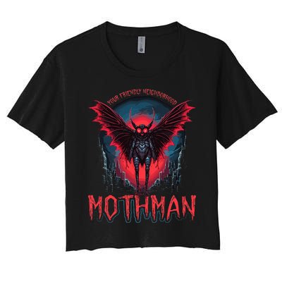 Friendly Neighborhood Mothman Cryptid Folklore Mothman Women's Crop Top Tee