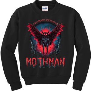 Friendly Neighborhood Mothman Cryptid Folklore Mothman Kids Sweatshirt