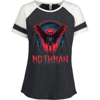 Friendly Neighborhood Mothman Cryptid Folklore Mothman Enza Ladies Jersey Colorblock Tee