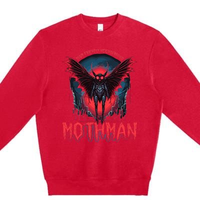 Friendly Neighborhood Mothman Cryptid Folklore Mothman Premium Crewneck Sweatshirt