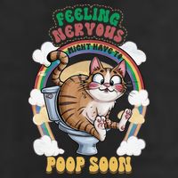 Feeling Nervous Might Have To Po Op Soon Meme Cat Saying 7 Panel Mesh Trucker Snapback Hat