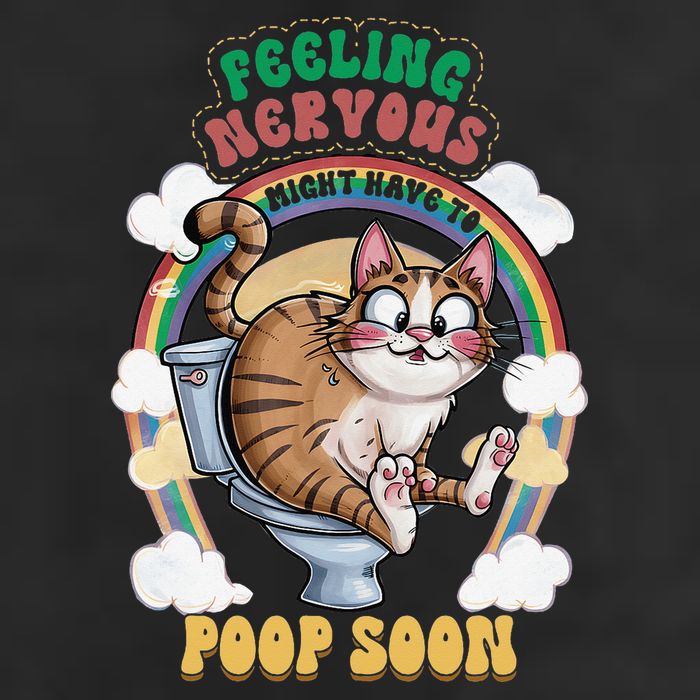 Feeling Nervous Might Have To Po Op Soon Meme Cat Saying 7 Panel Mesh Trucker Snapback Hat