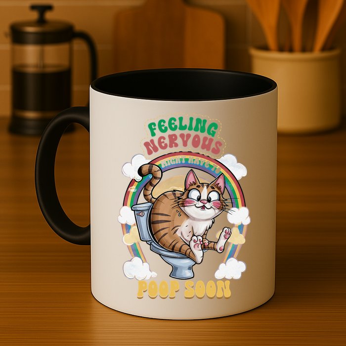 Feeling Nervous Might Have To Po Op Soon Meme Cat Saying Mug