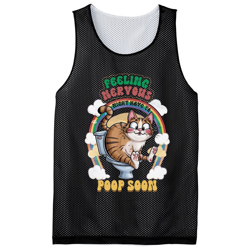Feeling Nervous Might Have To Po Op Soon Meme Cat Saying Mesh Reversible Basketball Jersey Tank