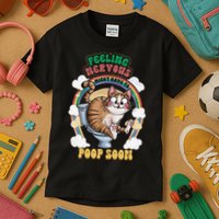 Feeling Nervous Might Have To Po Op Soon Meme Cat Saying Kids T-Shirt