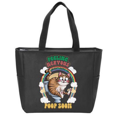 Feeling Nervous Might Have To Po Op Soon Meme Cat Saying Zip Tote Bag