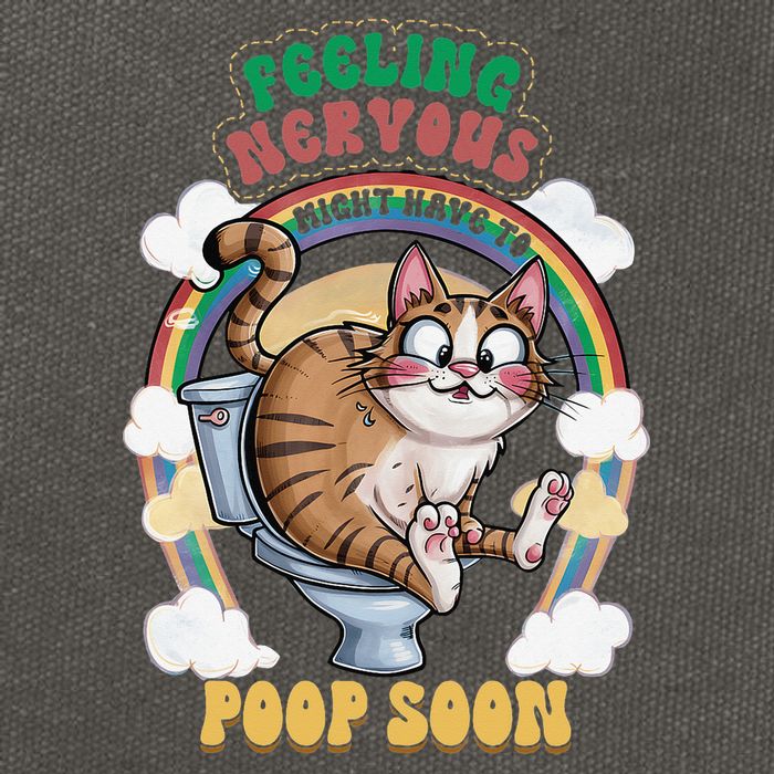 Feeling Nervous Might Have To Po Op Soon Meme Cat Saying Cotton Canvas Backpack