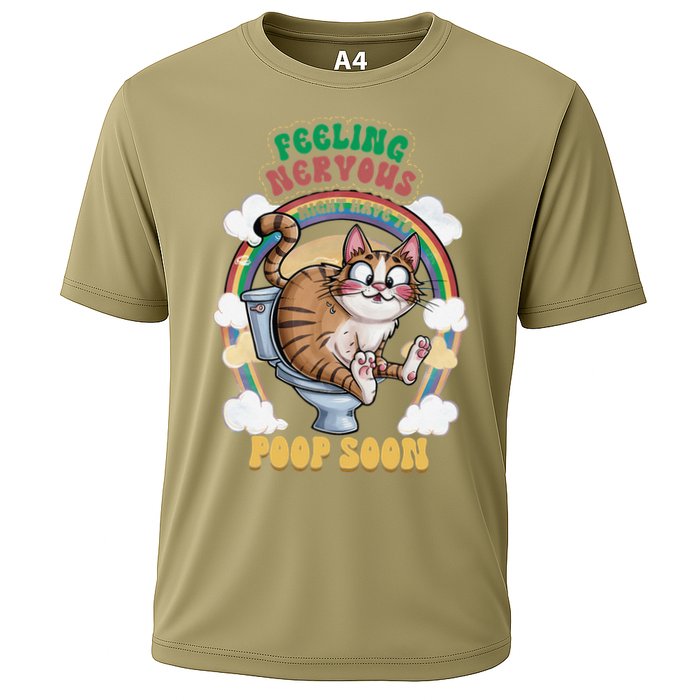 Feeling Nervous Might Have To Po Op Soon Meme Cat Saying Cooling Performance Crew T-Shirt