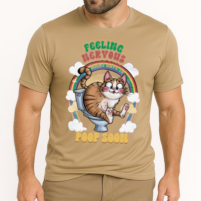 Feeling Nervous Might Have To Po Op Soon Meme Cat Saying Cooling Performance Crew T-Shirt
