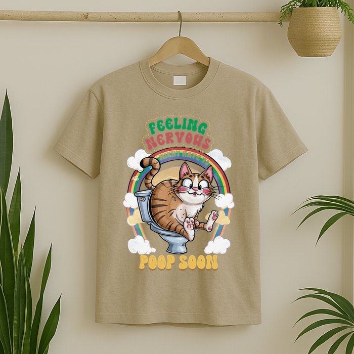 Feeling Nervous Might Have To Po Op Soon Meme Cat Saying T-Shirt