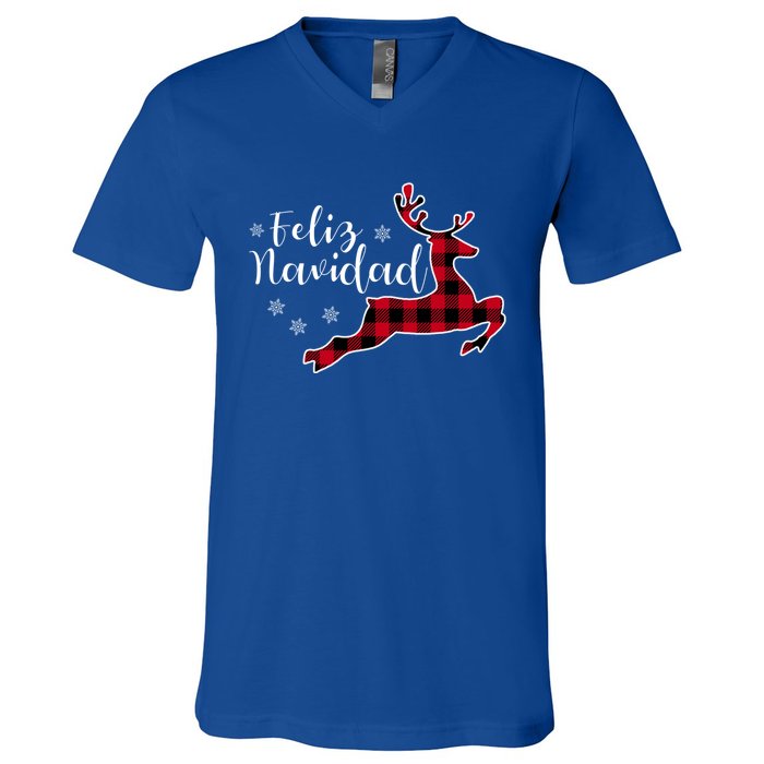 Feliz Navidad Matching Family Spanish Christmas Mexican Xmas Gift V-Neck T-Shirt