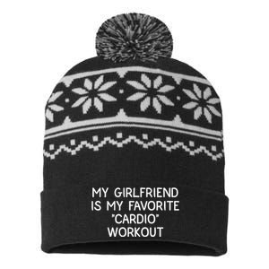 Funny Naughty Men Him My Girlfriend Is My Cardio Workout USA-Made Snowflake Beanie