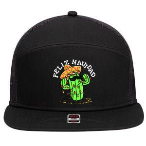 Feliz Navidad Merry Christmas Cactus Funny Humor Spanish 7 Panel Mesh Trucker Snapback Hat