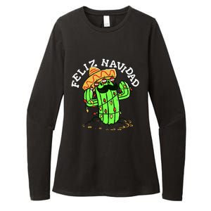 Feliz Navidad Merry Christmas Cactus Funny Humor Spanish Womens CVC Long Sleeve Shirt