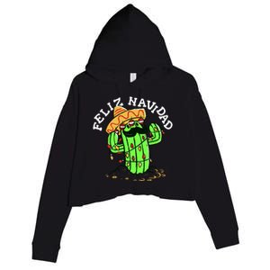 Feliz Navidad Merry Christmas Cactus Funny Humor Spanish Crop Fleece Hoodie