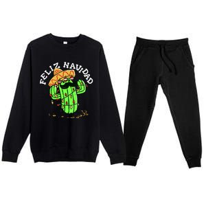 Feliz Navidad Merry Christmas Cactus Funny Humor Spanish Premium Crewneck Sweatsuit Set