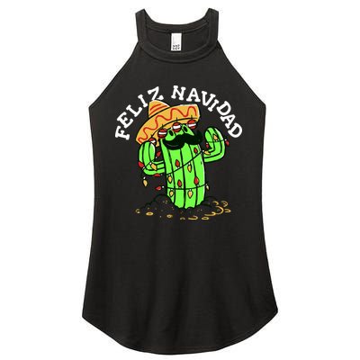 Feliz Navidad Merry Christmas Cactus Funny Humor Spanish Women's Perfect Tri Rocker Tank
