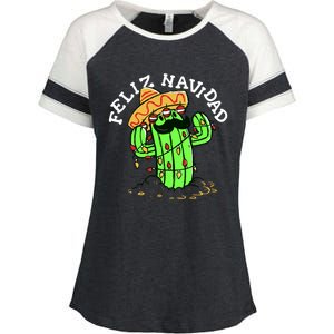 Feliz Navidad Merry Christmas Cactus Funny Humor Spanish Enza Ladies Jersey Colorblock Tee