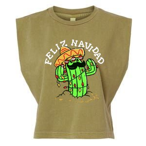 Feliz Navidad Merry Christmas Cactus Funny Humor Spanish Garment-Dyed Women's Muscle Tee