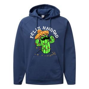 Feliz Navidad Merry Christmas Cactus Funny Humor Spanish Performance Fleece Hoodie