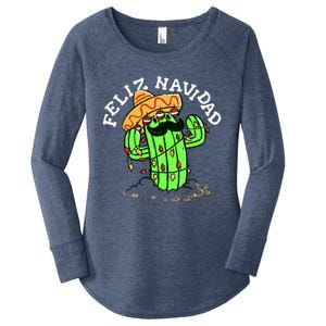 Feliz Navidad Merry Christmas Cactus Funny Humor Spanish Women's Perfect Tri Tunic Long Sleeve Shirt