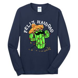 Feliz Navidad Merry Christmas Cactus Funny Humor Spanish Tall Long Sleeve T-Shirt